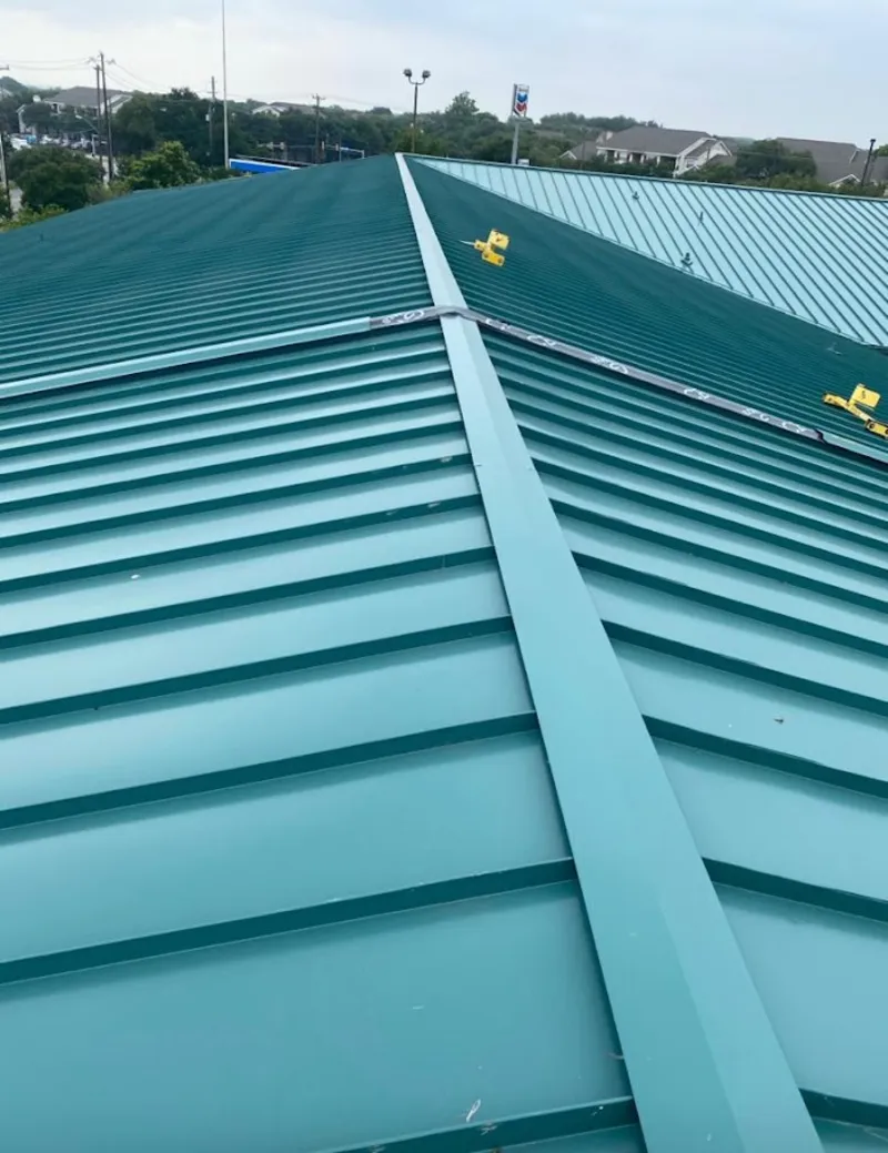 Green commercial metal roof ridge and valley for Metal Roof Repair in Miami Shores